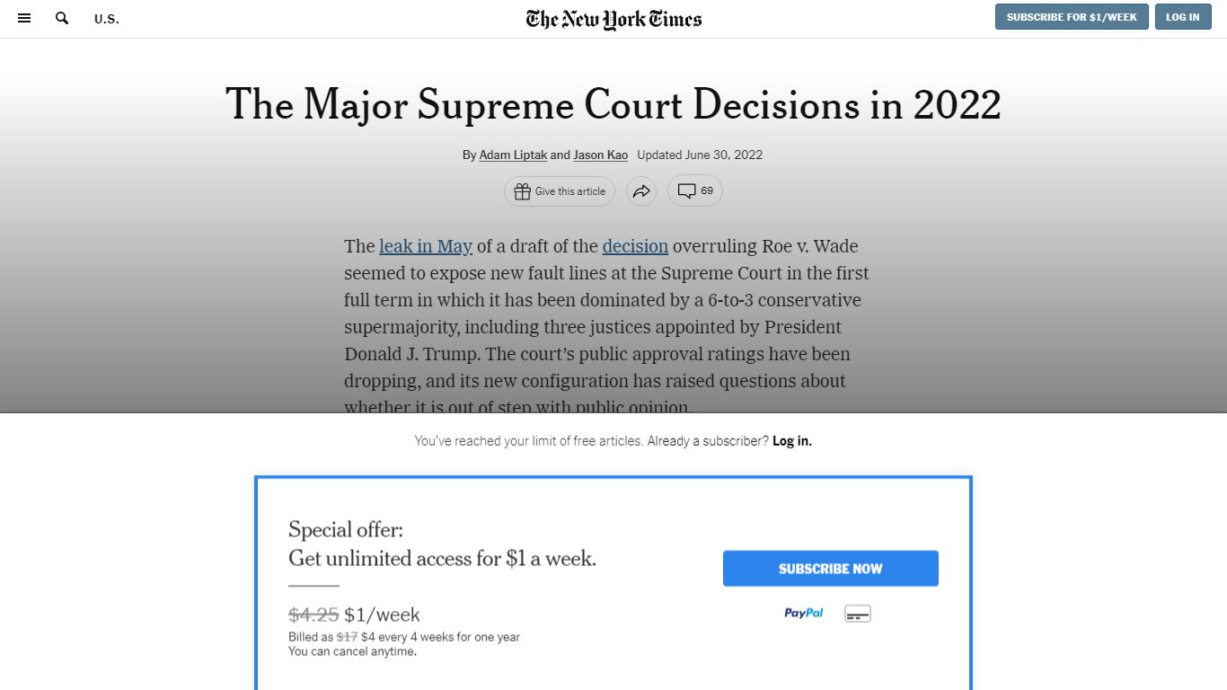 The Major Supreme Court Decisions in 2022 - The New York Times