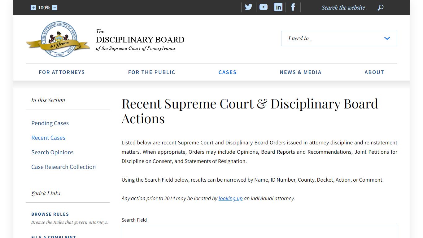 Recent Supreme Court & Disciplinary Board Actions